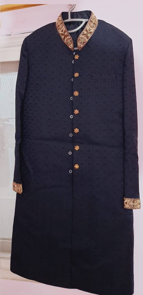 Black & Red Sherwani with Kulla & Khussa (RENT and SALE both) 0