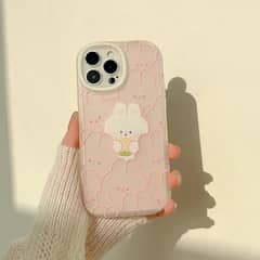 iphone back case only- cute pink rabbits design.  free delivery