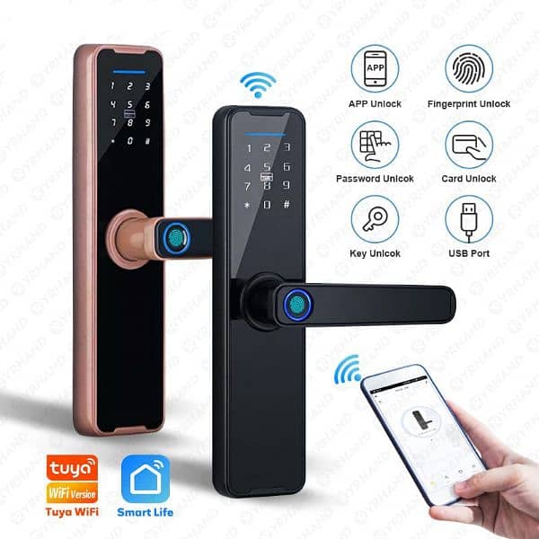 smart fingerprint wifi digital electric door lock tuya smart life 0