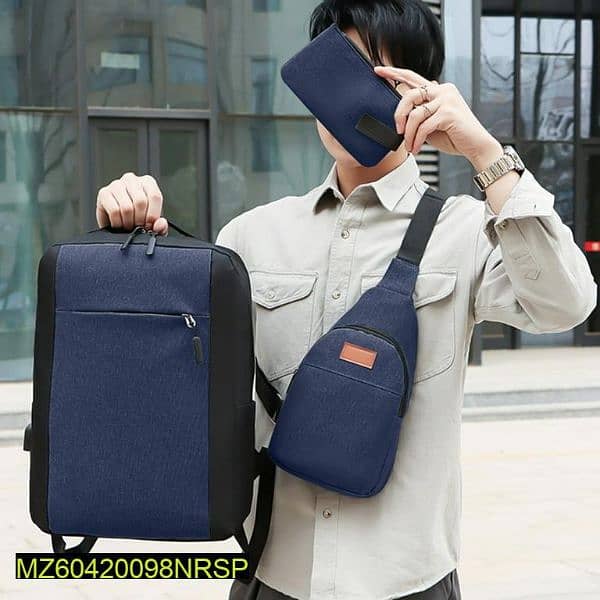 3 Pcs Nylon Bagpack For Men 3