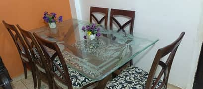 Pure Wooden Dining Table with 6 Chairs