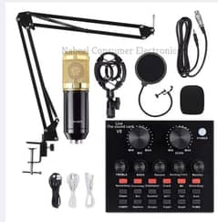 Bm 800 Condenser Microphone With V8 Sound Card & Microphone stand