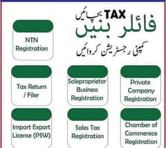 File your Tax Returns, NTN, GST, Business Registration