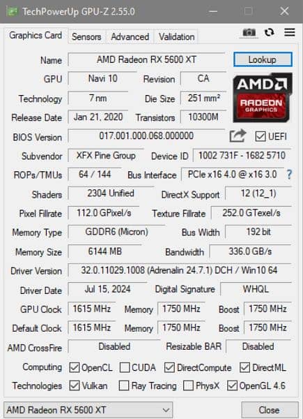 XFX Thicc II RX 5600xt 2