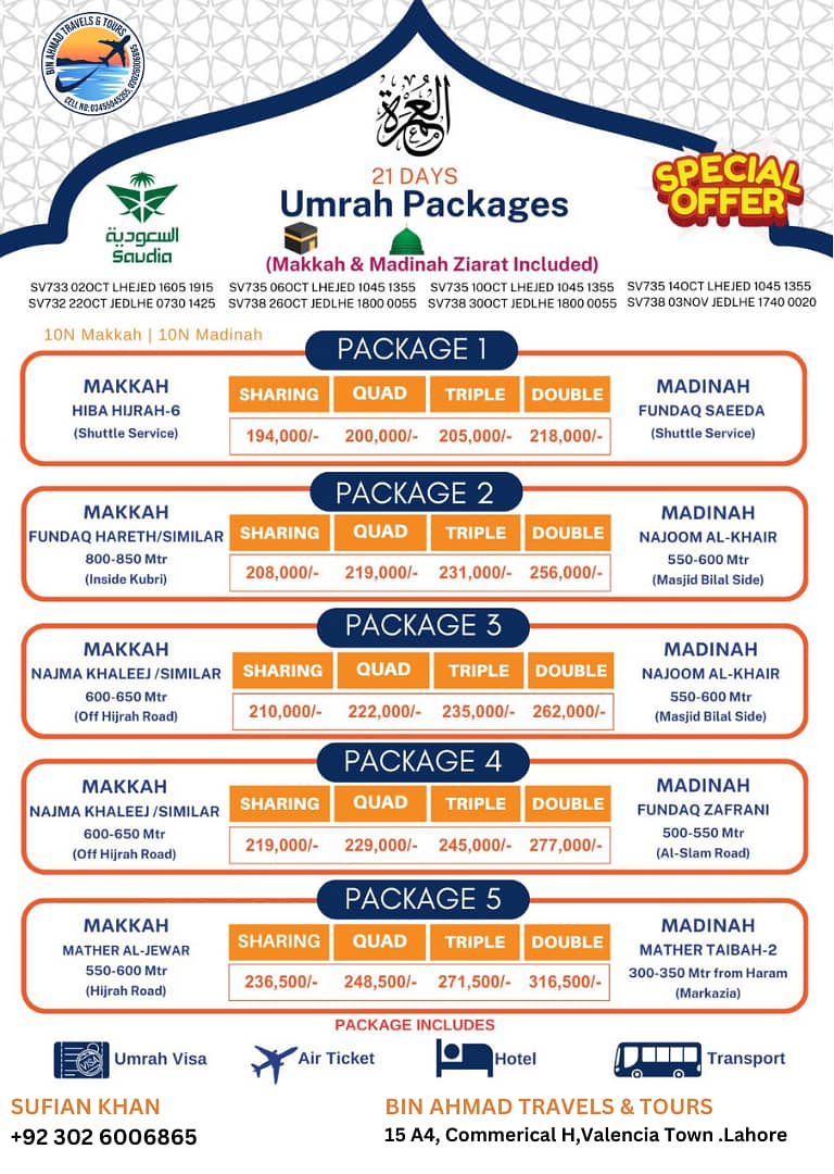 Umrah /Visit Visas/and All Air tickets Services 2