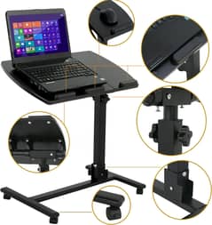 Folding Multi-Adjustable Rolling Laptop Desk - 360° Swivel - 180° Til