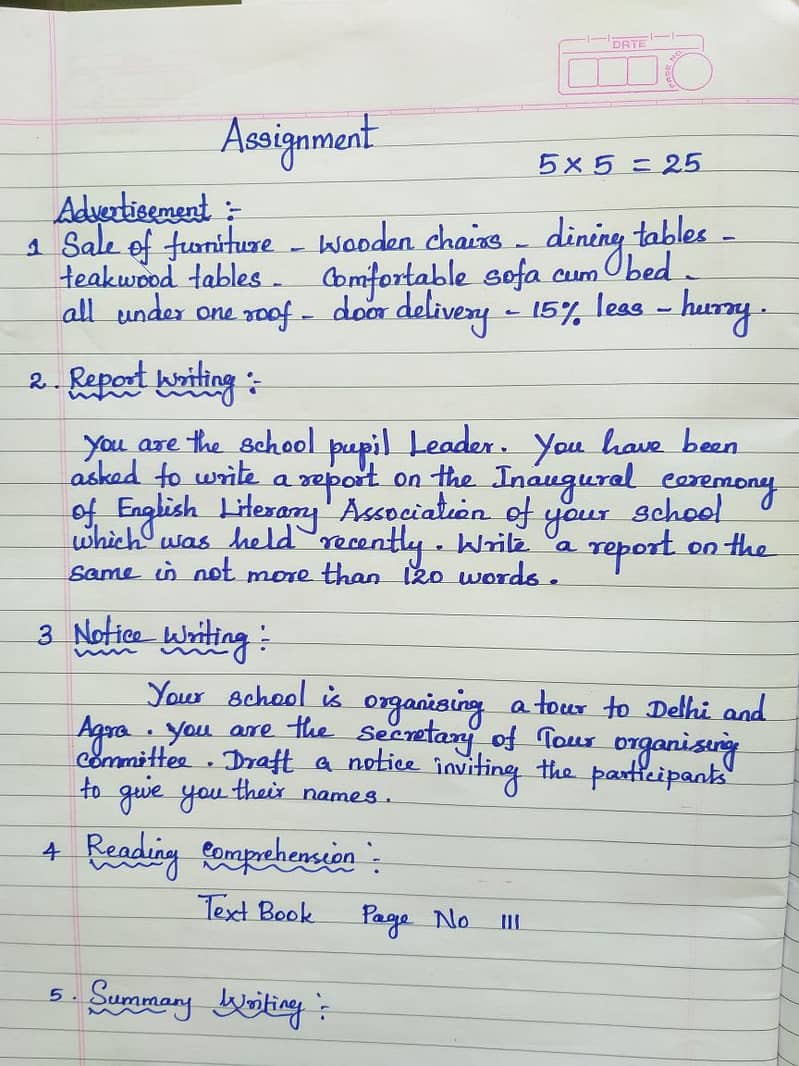 Hand writing assignment 0