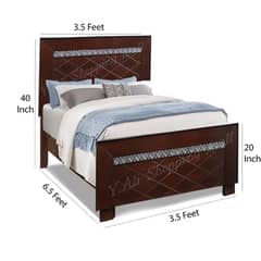 6.5 x3.5 ft Elegant Kikar Wood Single Bed  | Sturdy & Stylish Design