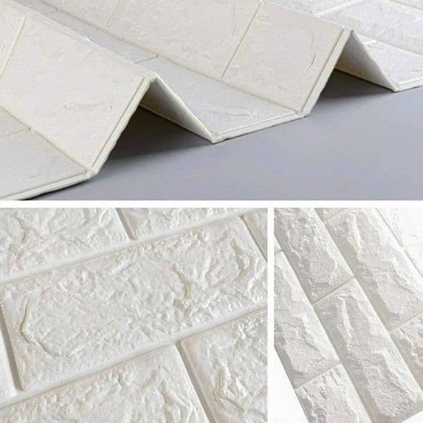 3D Wall SFaux Brick White Sheets | Bedroom Home Decor Waterproof 2