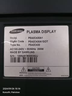 Samsung plasma 42 inch PS42C430A1