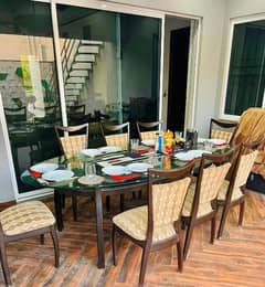 8 seater dining / Glass top Dining with chairs / Luxury Dining Table