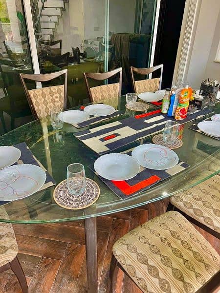 8 seater dining / Glass top Dining with chairs / Luxury Dining Table 3