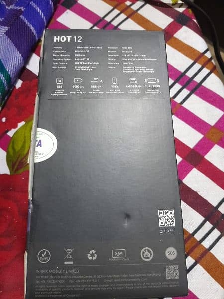 infinix hot 12  with box 10by10 condition 11\128gb 10