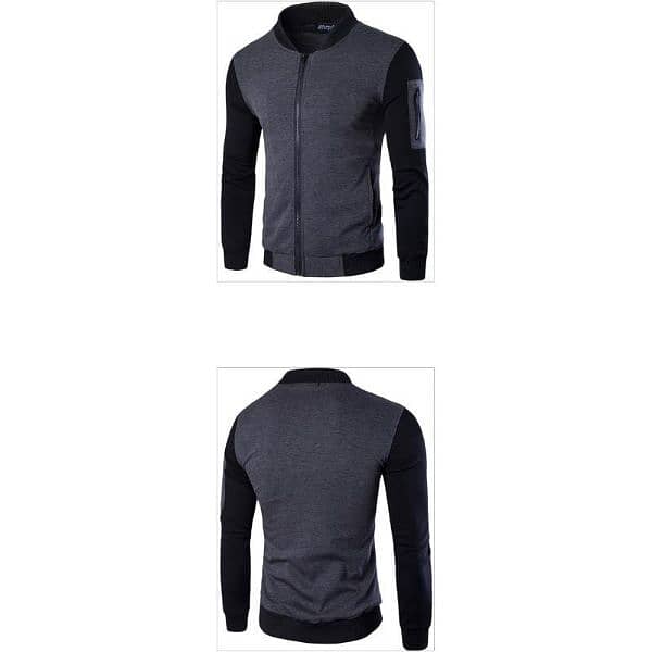 1 pic man fit body fleece jacket Grey 3