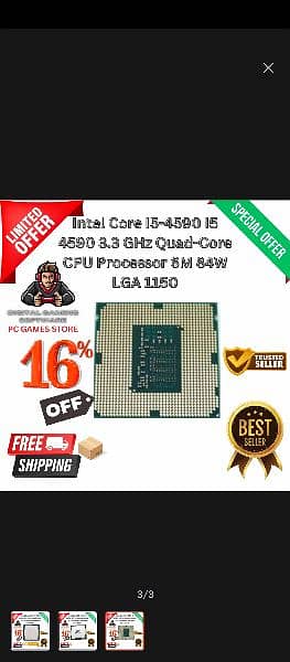 Intel core i5 4590 - 3.3ghz gaming processer. 0