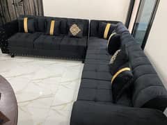 L shape 8 seater sofa black colour