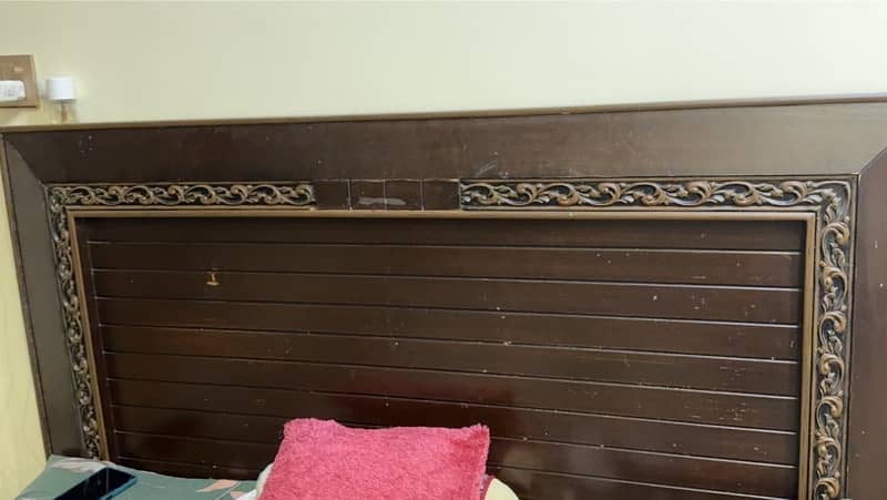 wooden Bed With Mattress  & dressing Table 2