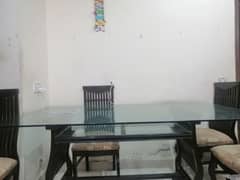 Dinning double glass table