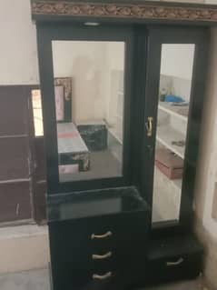 Double bed with 2side table, dressing,safe almari