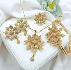 Gold Plated jewelry set | flower design 0