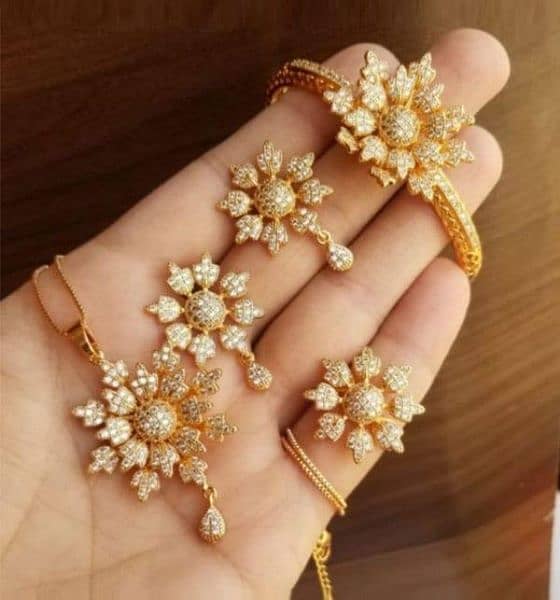 Gold Plated jewelry set | flower design 1