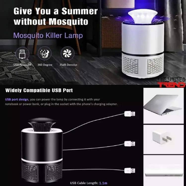 EXORT Electric Mosquito Trap Blue Light Mosquito Killer Lamp with USB 3