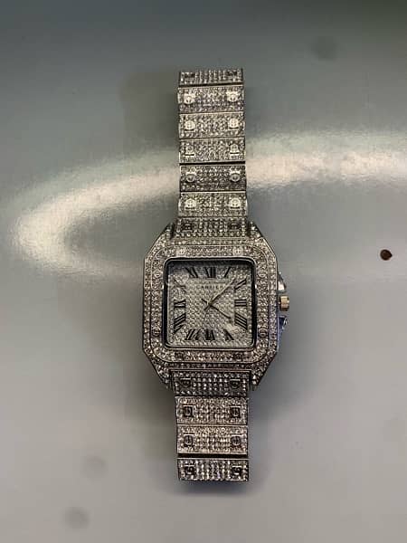 iced out watch and Bracelet Silver colour 4