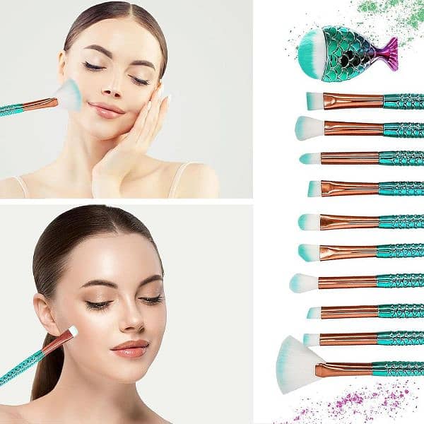 Colorful Fish Tail Makeup Brushes 6