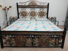 Stylish Steel Bed Set with Mattress, Side Table, and Mirror!