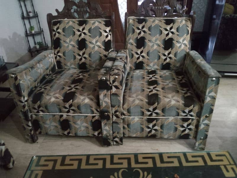 5 seater wooden poshesh sofa 1