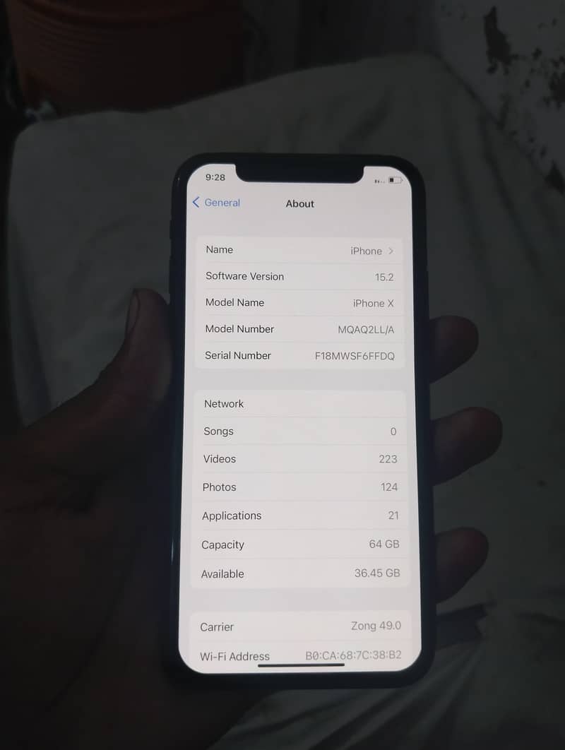 iPhone X NoN PTA bypass Fase id ok 64gb 5