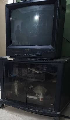 toshiba tv 21 inch japnese with remote with trolly