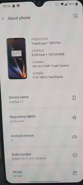 One plus 7t 8/128 4