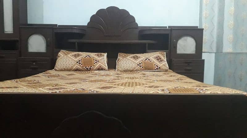 Wooden Double Bed Set with side tables and Dressing 1