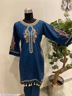 3 Pcs Women's Stitched Embroidered Suit