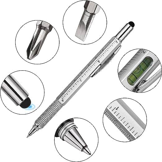 7 In 1 Tool Pen (stainless Steel Metal) Pen For Construction Tools, Gi 0