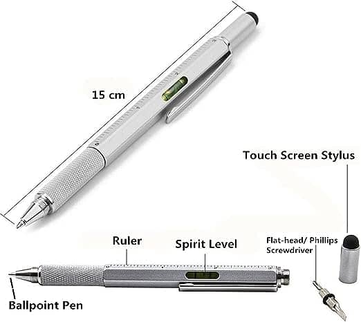 7 In 1 Tool Pen (stainless Steel Metal) Pen For Construction Tools, Gi 4