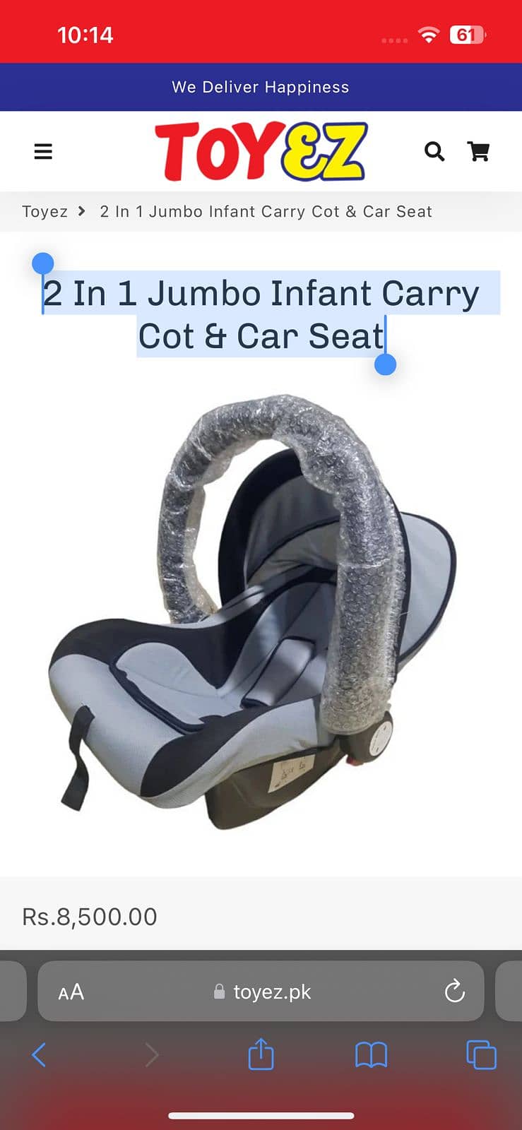 2 In 1 Jumbo Infant Carry Cot & Car Seat 0