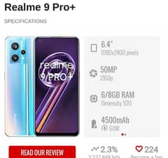 Realme 9 pro plus 5G. 8/128. PTA. 10/10