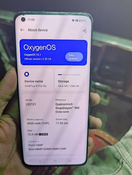 OnePlus 9pro 12GB ram 256GB minor shade on display condition new hai 3