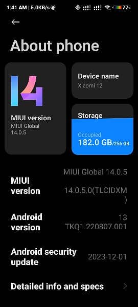 Xiaomi 12 12gb ram 256gb rom blue colour 6