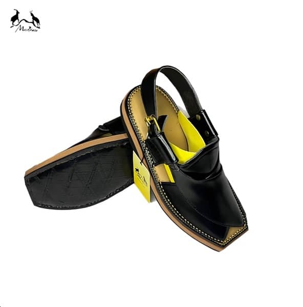 Peshawari Kaptaan chappal black 1