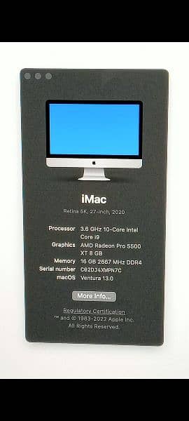 Apple iMac 2020 Core i9 8GB Graphic Card 27" 5K Retina Display 1