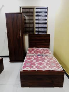 Brand new bed with mattress and Cupboard