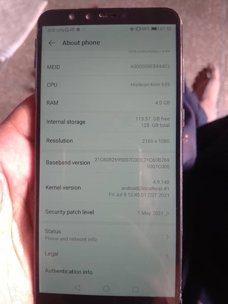 Huawei y9 2018.4/128.  pta approve 4