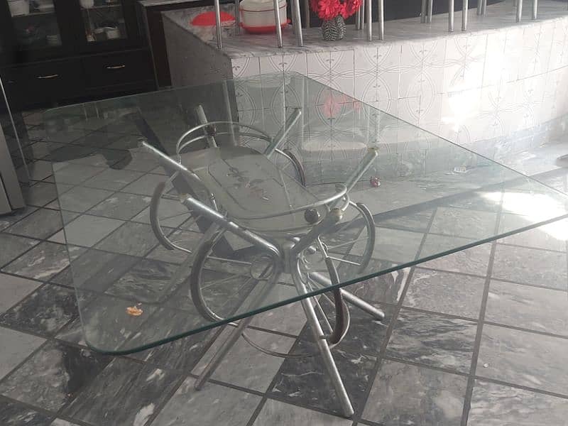 Glass dining table for sale with 8 chairs 2