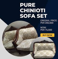 Pure Chinioti Sofa Set (7 seater): Originally 200,000 rs / Now 75,000