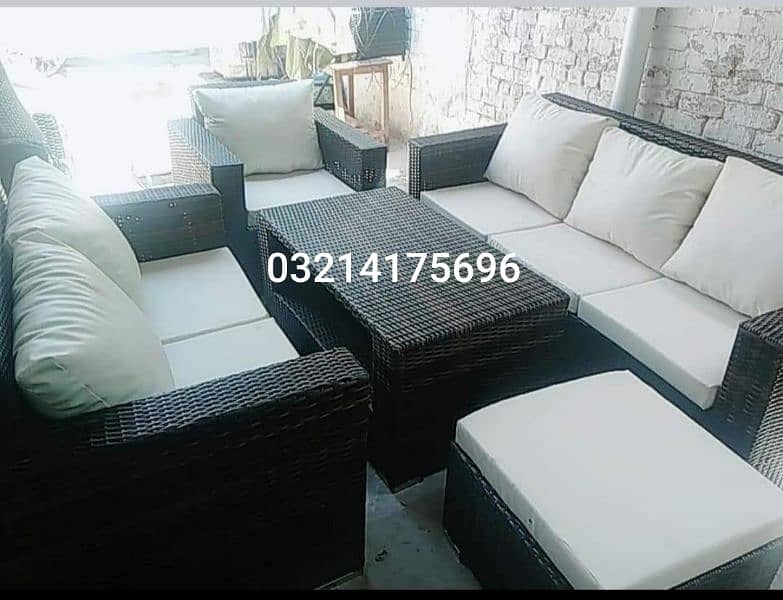 OUTDOOR GARDEN RATTAN UPVC FURNITURE SOFA SET CHAIRS TABLE UMBRELLA 7