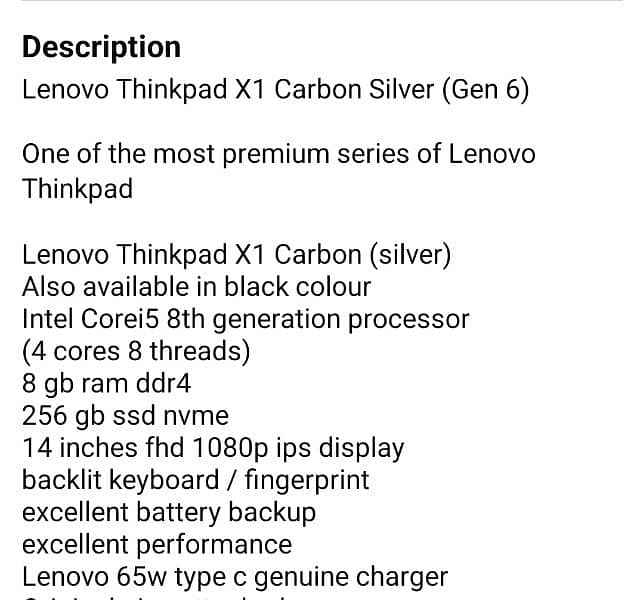 X1 carbon 8th gen 14" 2K Resolution 6