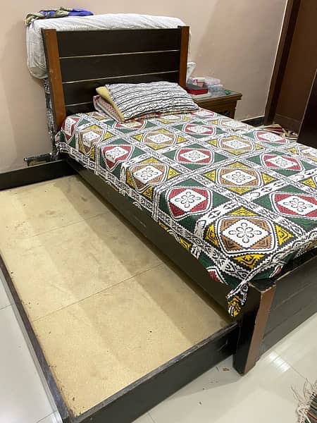 wooden single bed with underbed and mattress 3